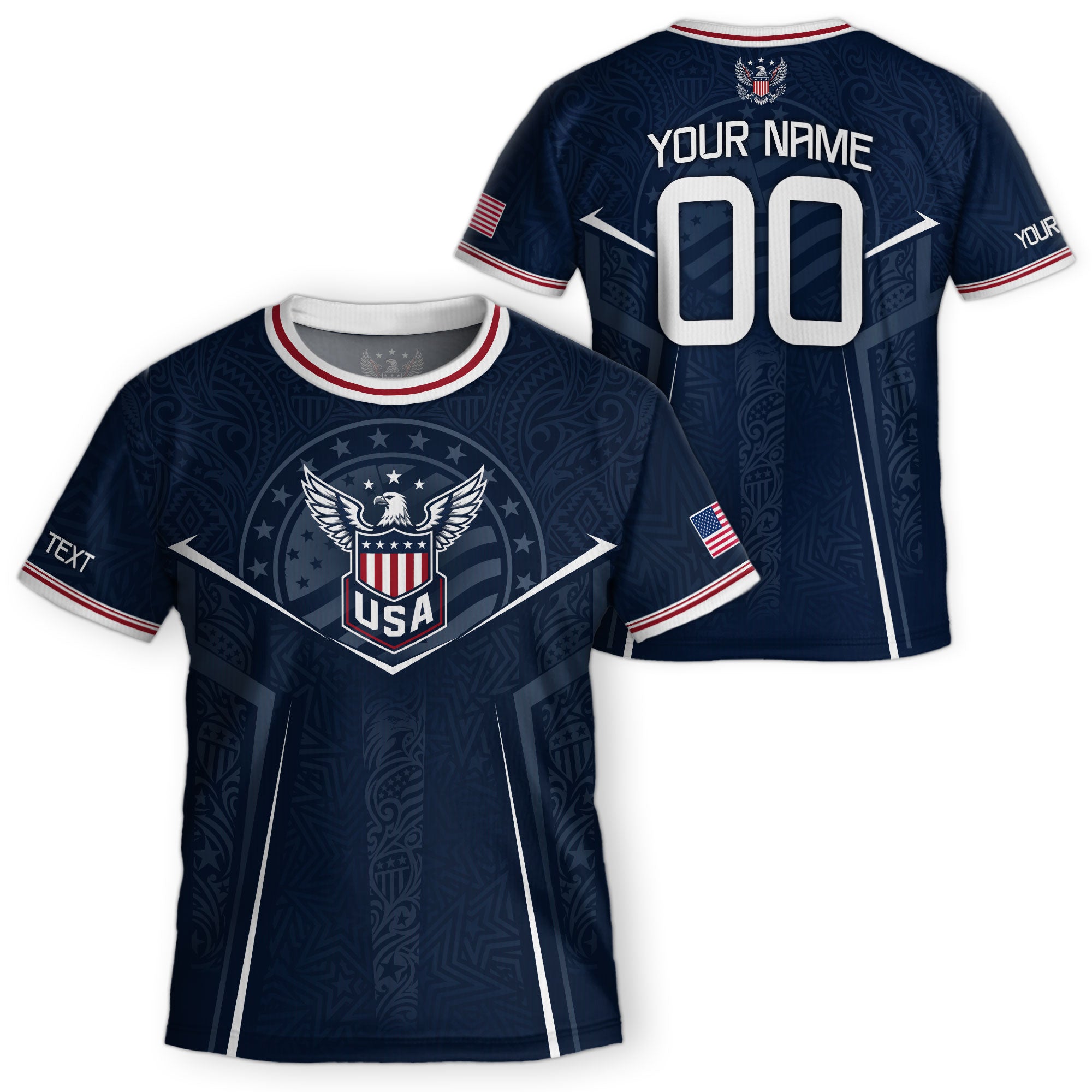 Custom Navy Blue USA Soccer Jersey and Shorts Set Kid Personalized Name and Number