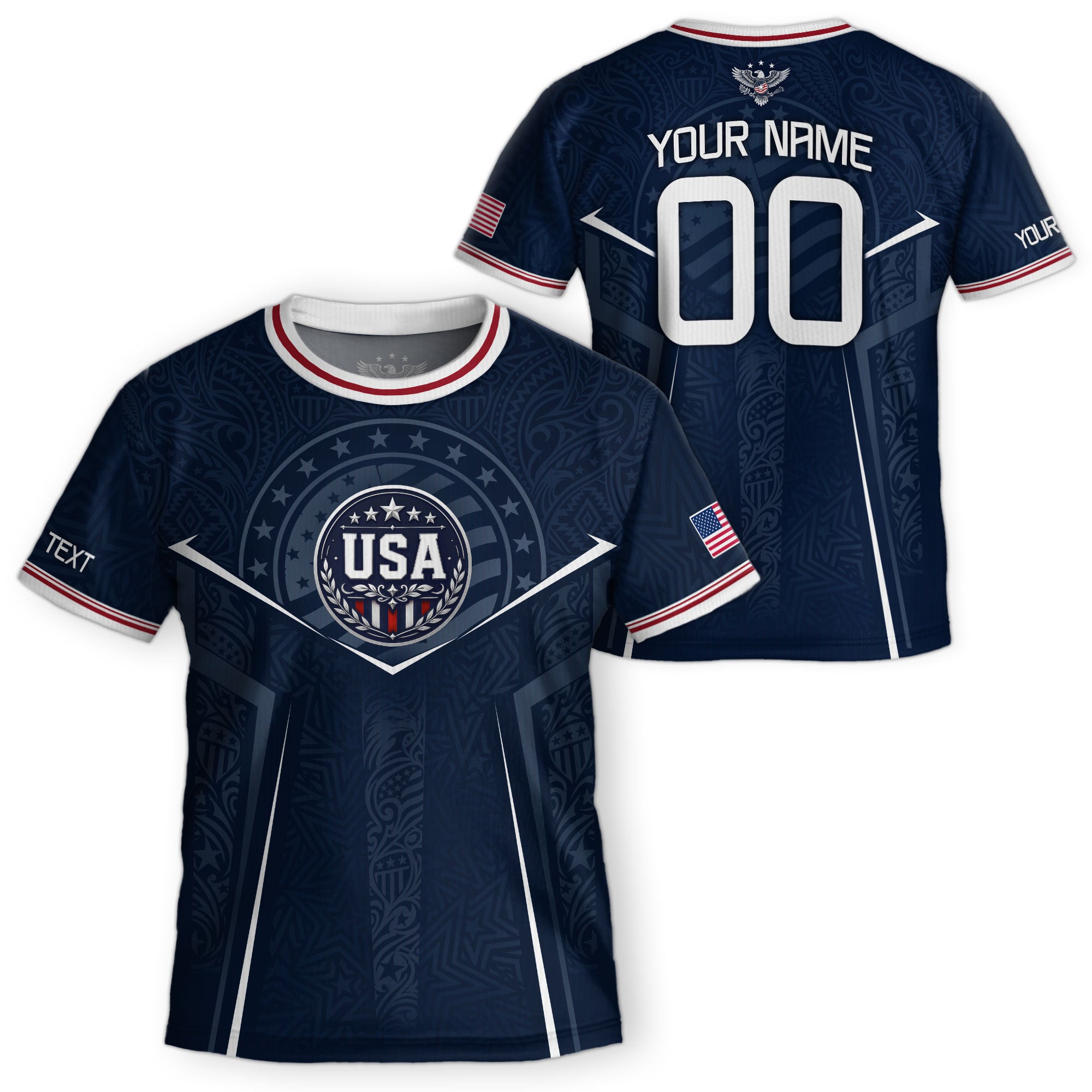 Custom Navy Blue USA Soccer Jersey and Shorts Set Kid Personalized Name and Number