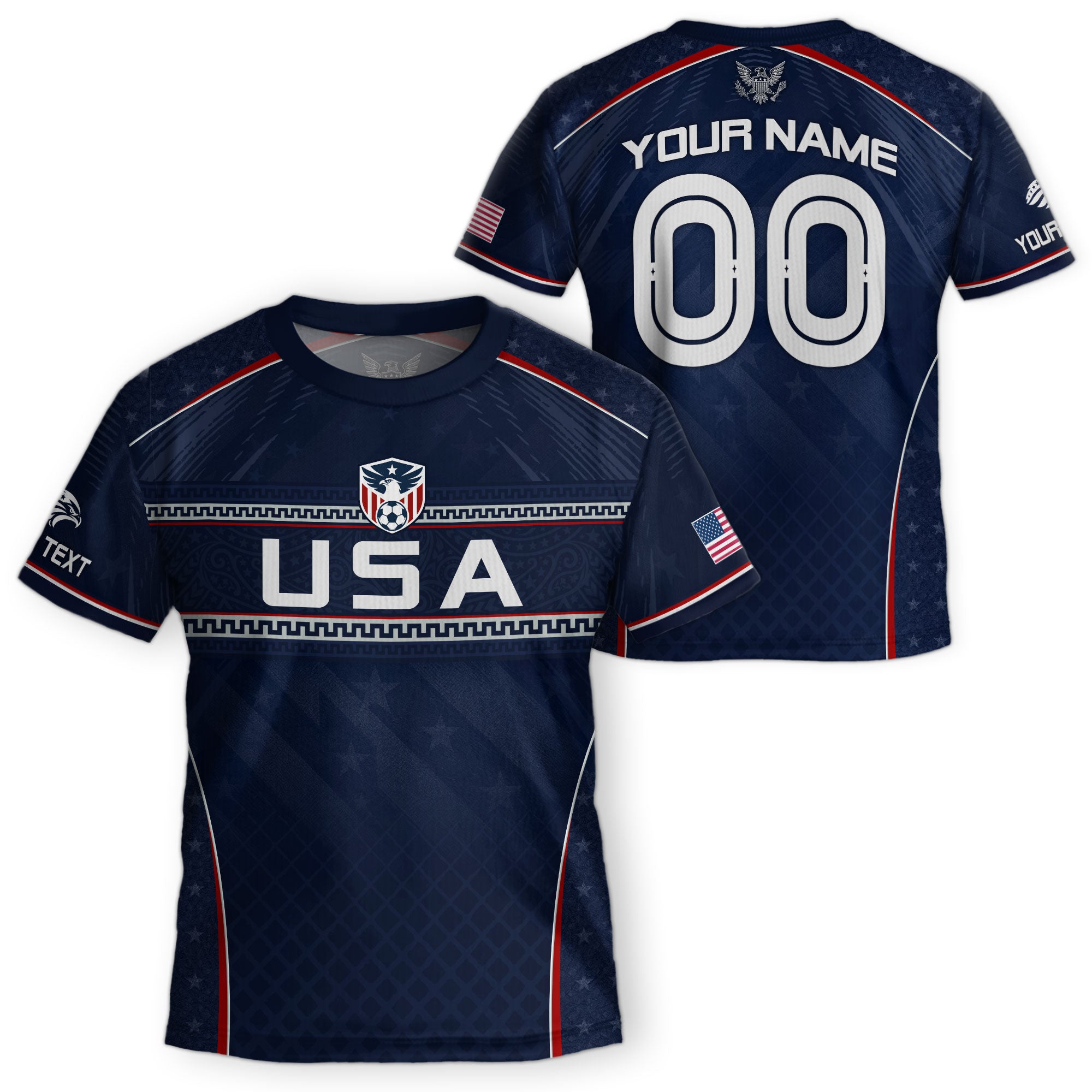 Custom Dark Navy USA Soccer Uniform Personalized Name Number For Kid