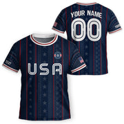 Custom Navy Blue and White USA Soccer Jersey Set Kid Personalized Name Number