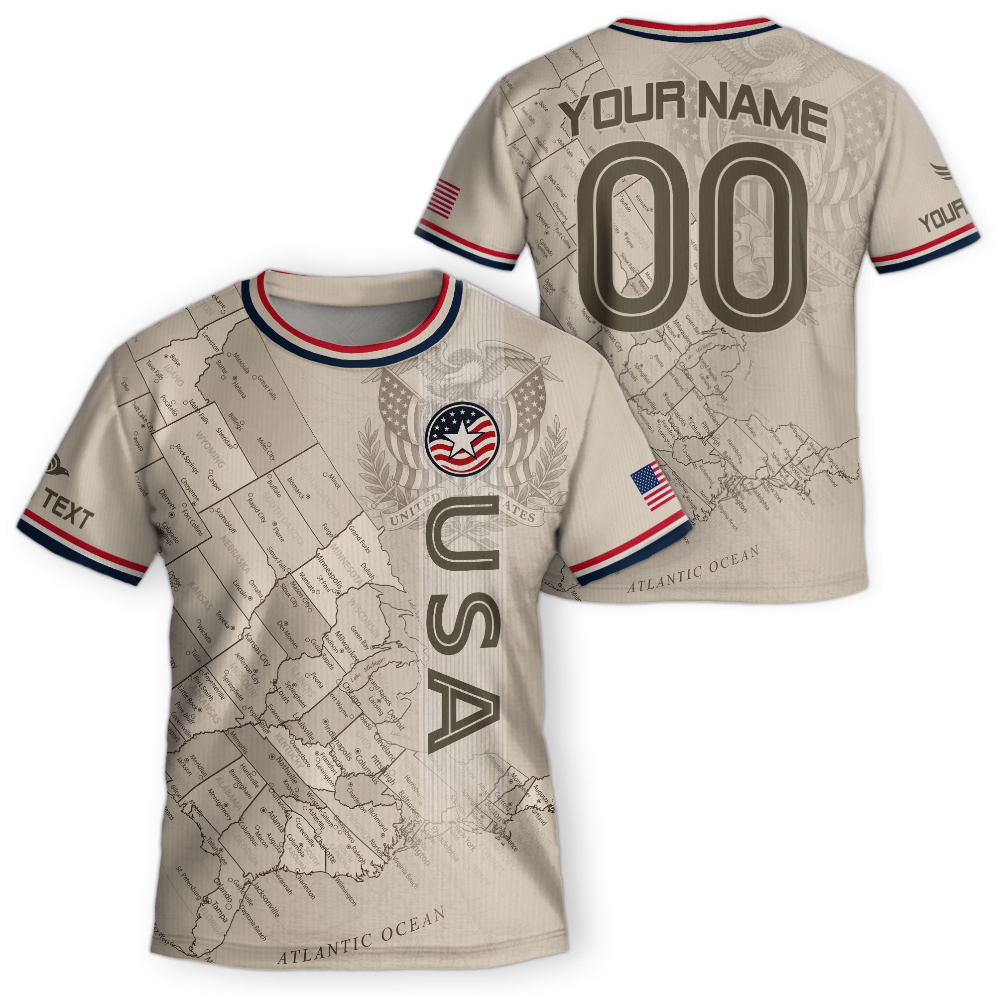 Custom Sand Beige USA Soccer Jersey and Shorts Set Kid Personalized Name and Number