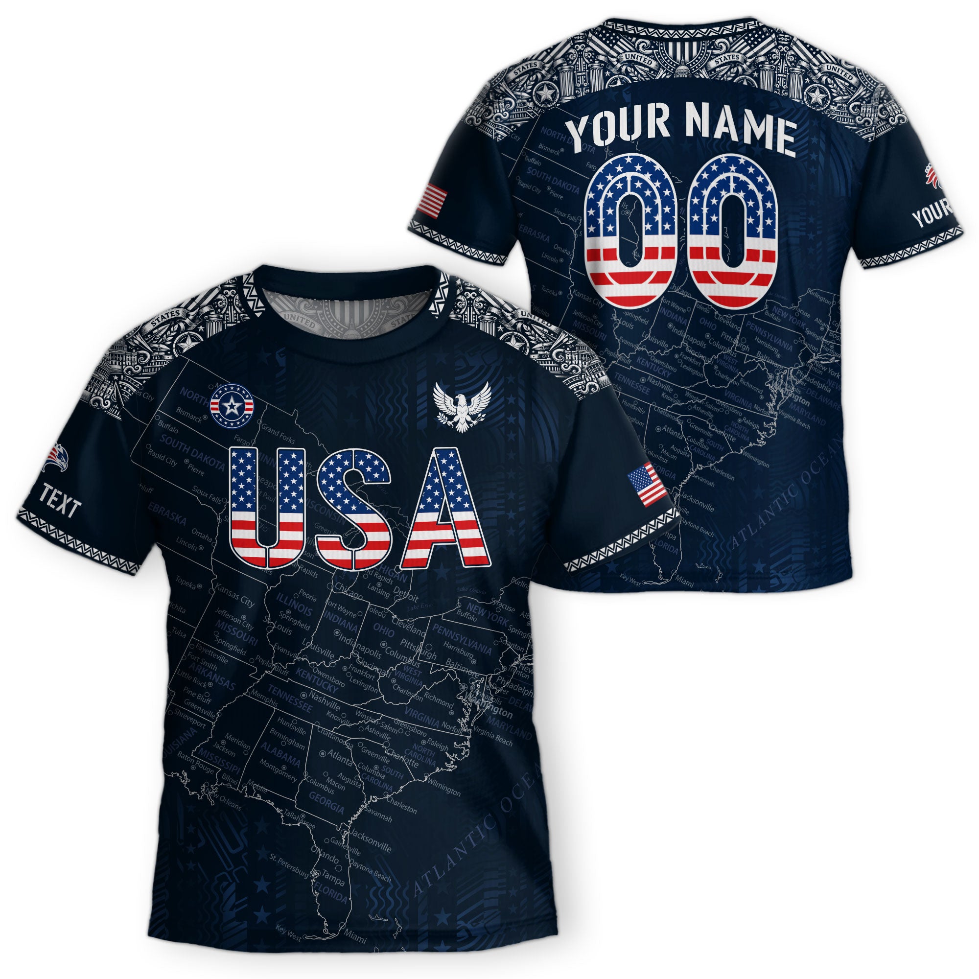Custom Navy Blue USA Soccer Jersey and Shorts Kid Personalized Name Number