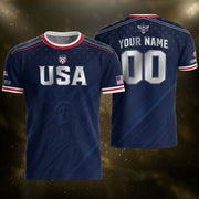 Custom Name Number USA Soccer Jersey Liberty Patriotic Navy Blue Football Team Shirt