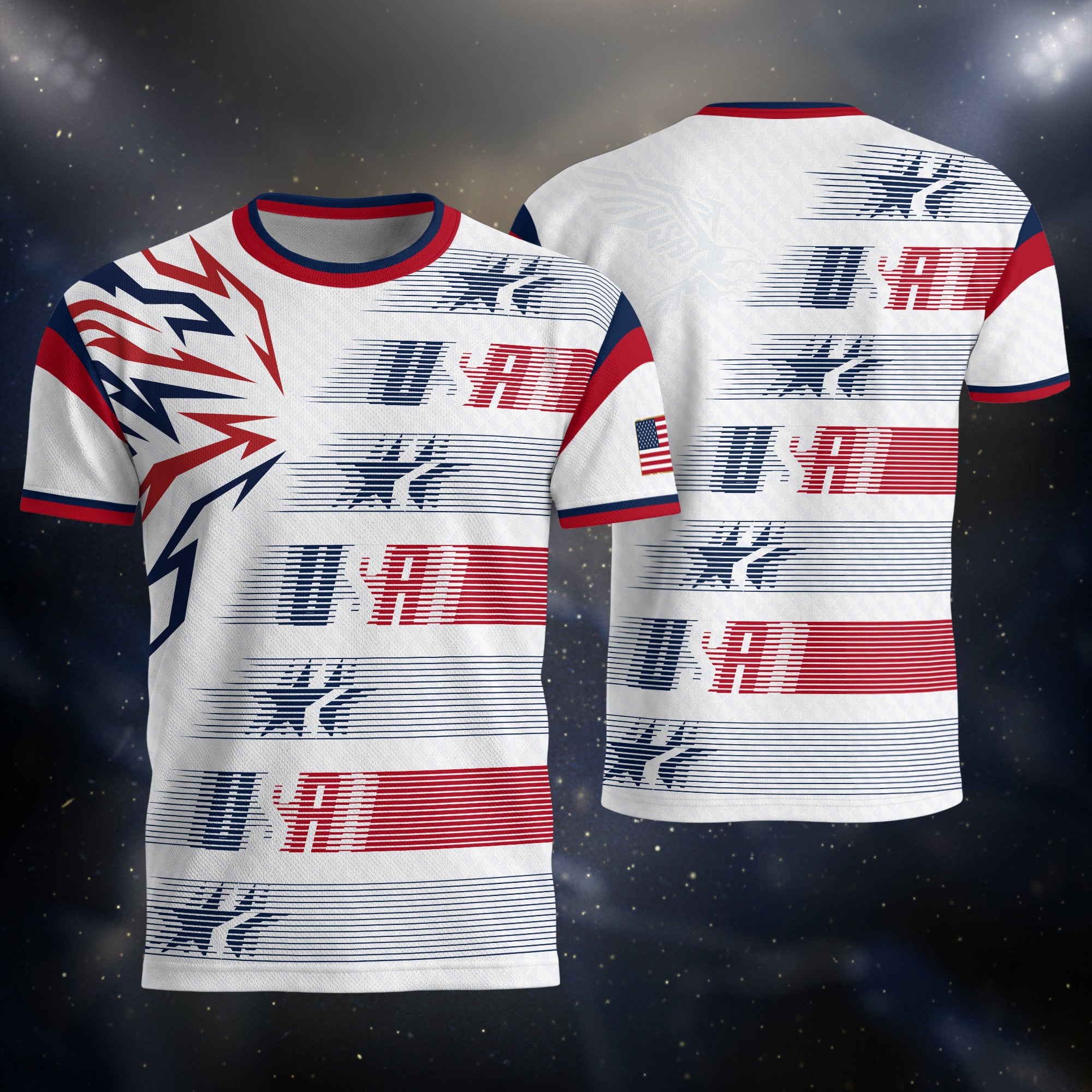 USA Soccer Jersey Men White Navy Red Flag Graphic Football Shirt Retro Fan Wear