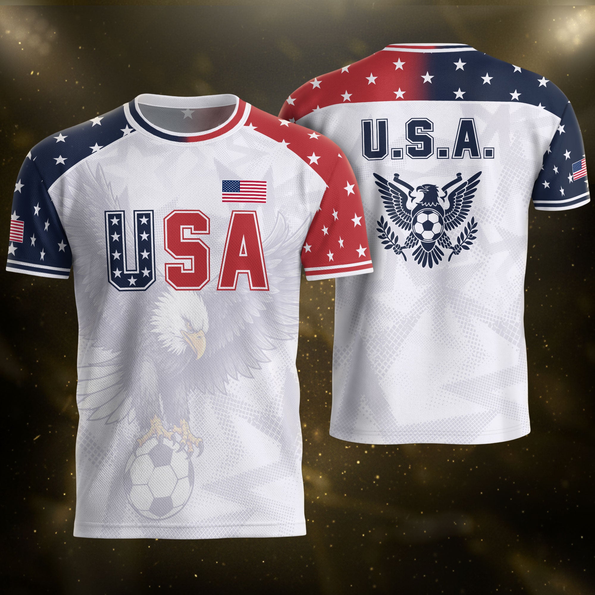 USA Soccer Jersey Adult Patriotic Eagle Shirt American National Football Team Tee