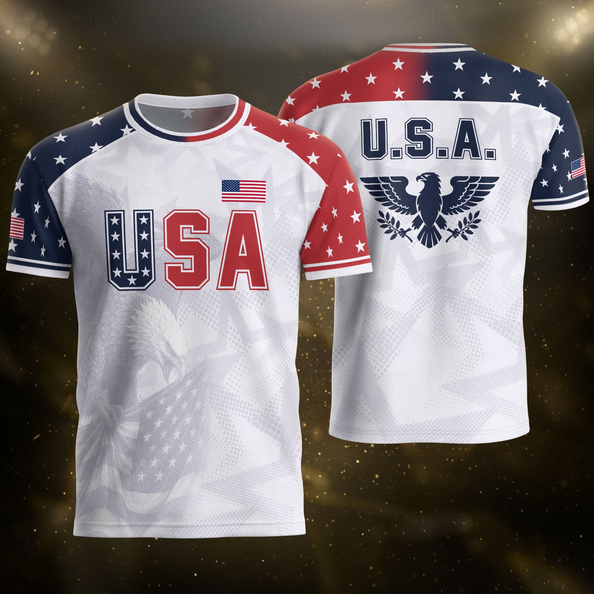 USA Soccer Jersey Adult Patriotic Eagle Shirt American National Football Team Tee - Rust Field Wear