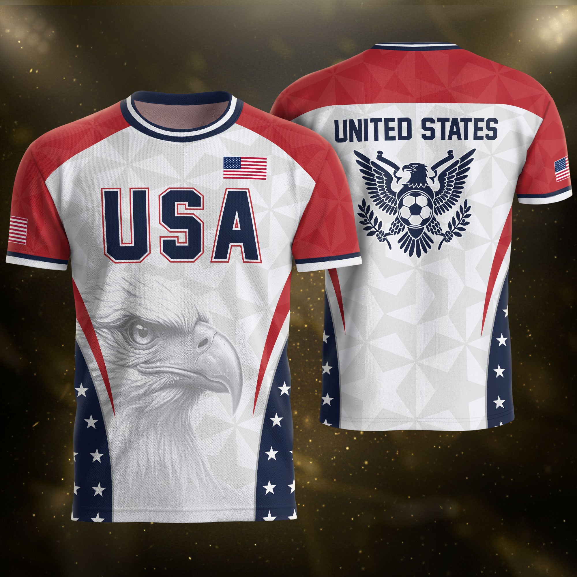 USA Soccer Jersey Adult United States Patriotic Eagle Shirt American Football Tee