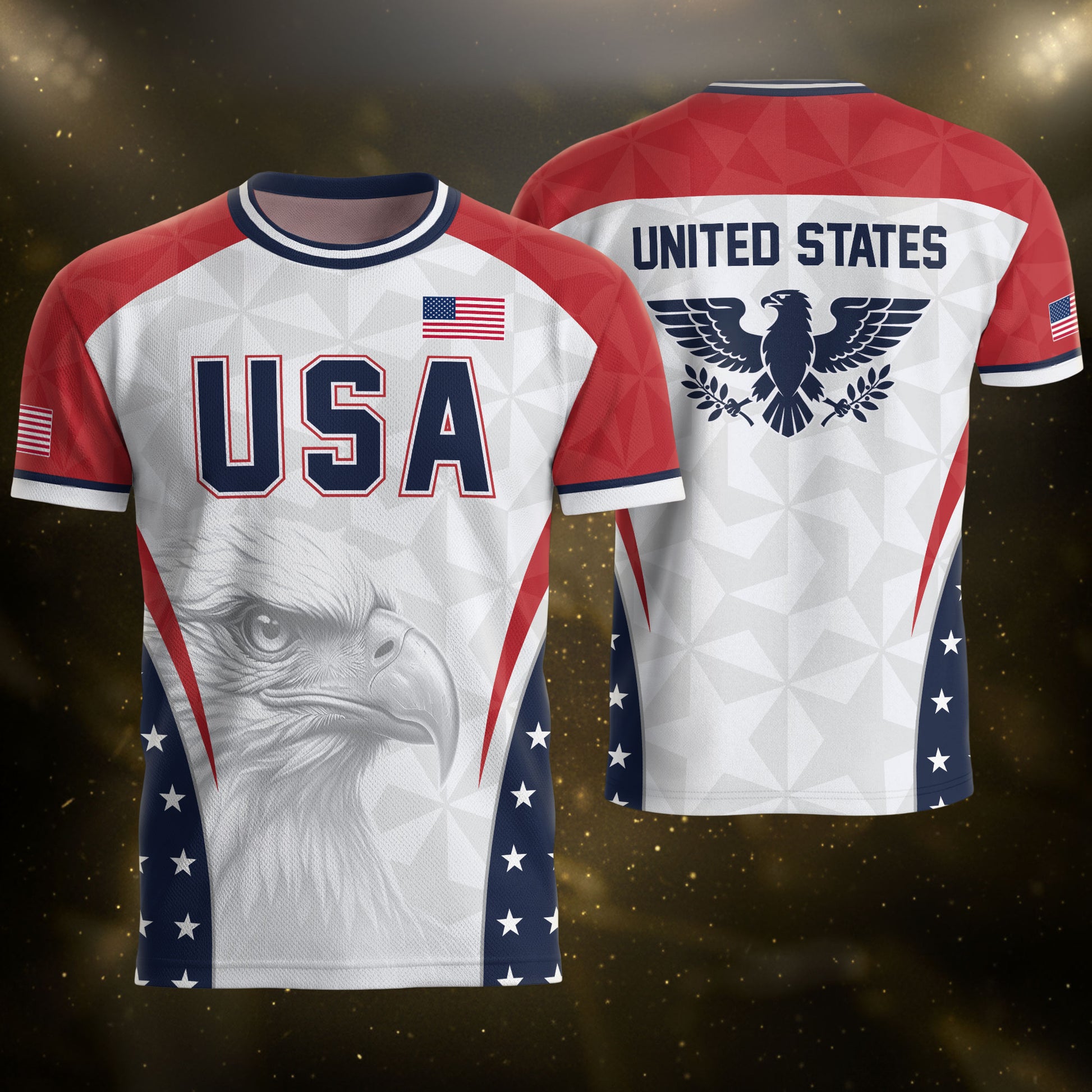 USA Soccer Jersey Adult United States Patriotic Eagle Shirt American Football Tee - Rust Field Wear