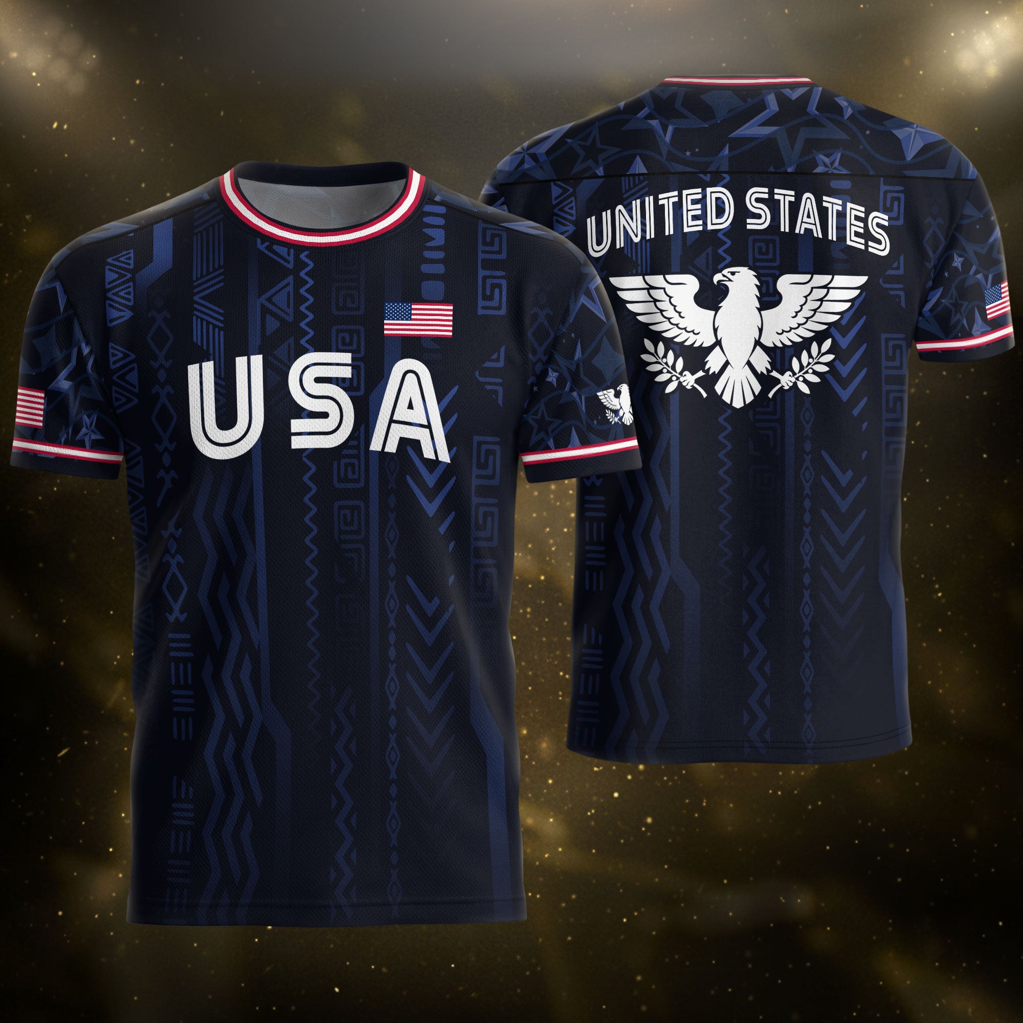 USA Soccer Jersey Adult Eagle Crest Patriotic Football Shirt Navy Blue Fan Edition