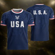 USA Eagle Patriotic Soccer Jersey Adult Navy Blue American Flag Independence Shirt