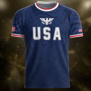 USA Eagle Patriotic Soccer Jersey Adult Navy Blue American Flag Independence Shirt
