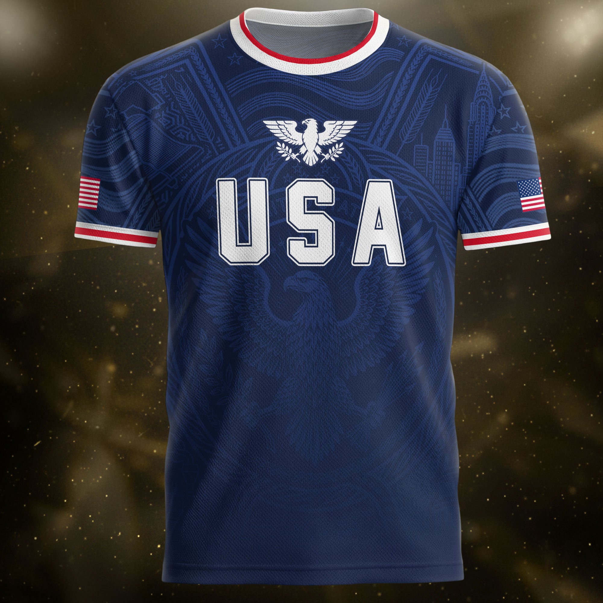 USA Eagle Patriotic Soccer Jersey Adult Navy Blue American Flag Independence Shirt