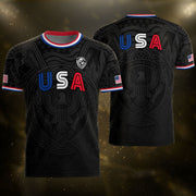 USA Patriotic Soccer Jersey Adult Black Eagle American Flag Independence Day Shirt
