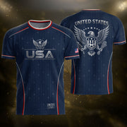 USA Soccer Jersey Adult Navy Blue Patriotic Pinstripe Shirt United States Team Tee