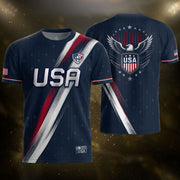 USA Soccer Jersey Adult Navy Patriotic Diagonal Sash Shirt United States Football Tee