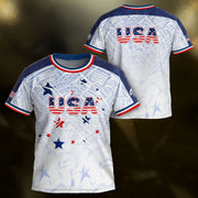 USA Patriotic Kids Soccer Jersey American Flag Youth Football Shirt Independence Day