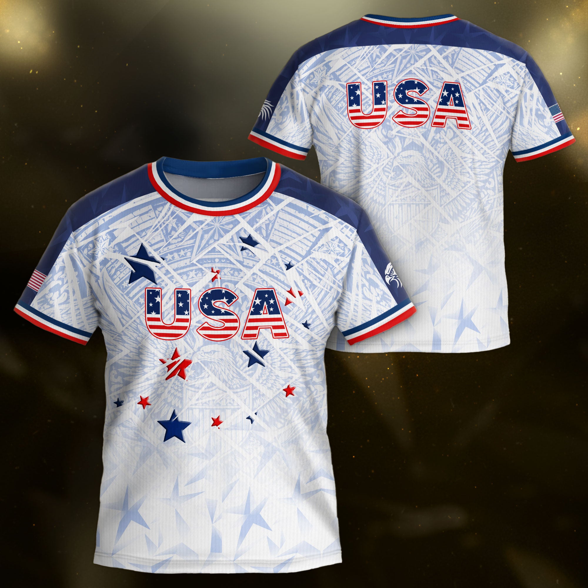 USA Patriotic Kids Soccer Jersey American Flag Youth Football Shirt Independence Day