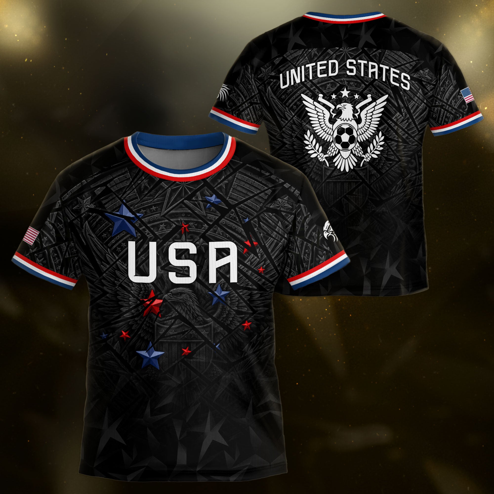 USA Patriotic Kids Soccer Jersey Eagle American Flag Youth Football Shirt for Kids