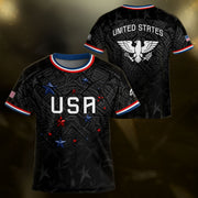 USA Patriotic Kids Soccer Jersey Eagle American Flag Youth Football Shirt for Kids