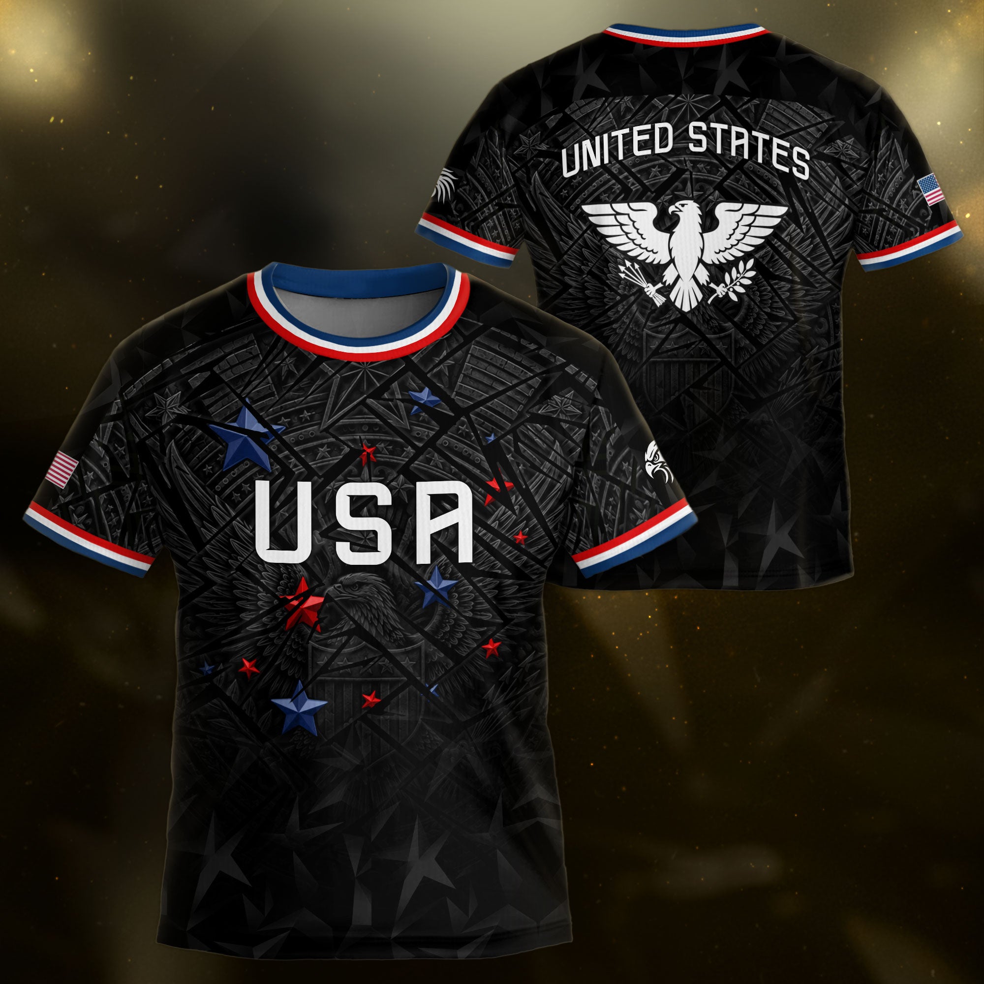 USA Patriotic Kids Soccer Jersey Eagle American Flag Youth Football Shirt for Kids