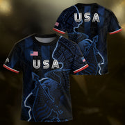 USA Eagle Kids Soccer Jersey Patriotic American Flag Youth Football Shirt Navy Black