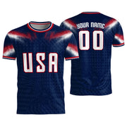 USA Patriotic Soccer Jersey Custom Name Number Adult Football Shirt Blue - Rust Field Wear