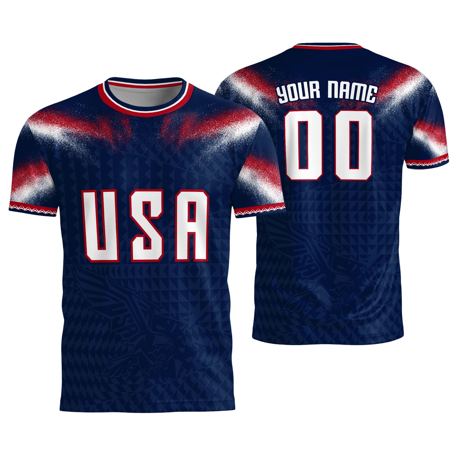 USA Patriotic Soccer Jersey Custom Name Number Adult Football Shirt Blue - Rust Field Wear