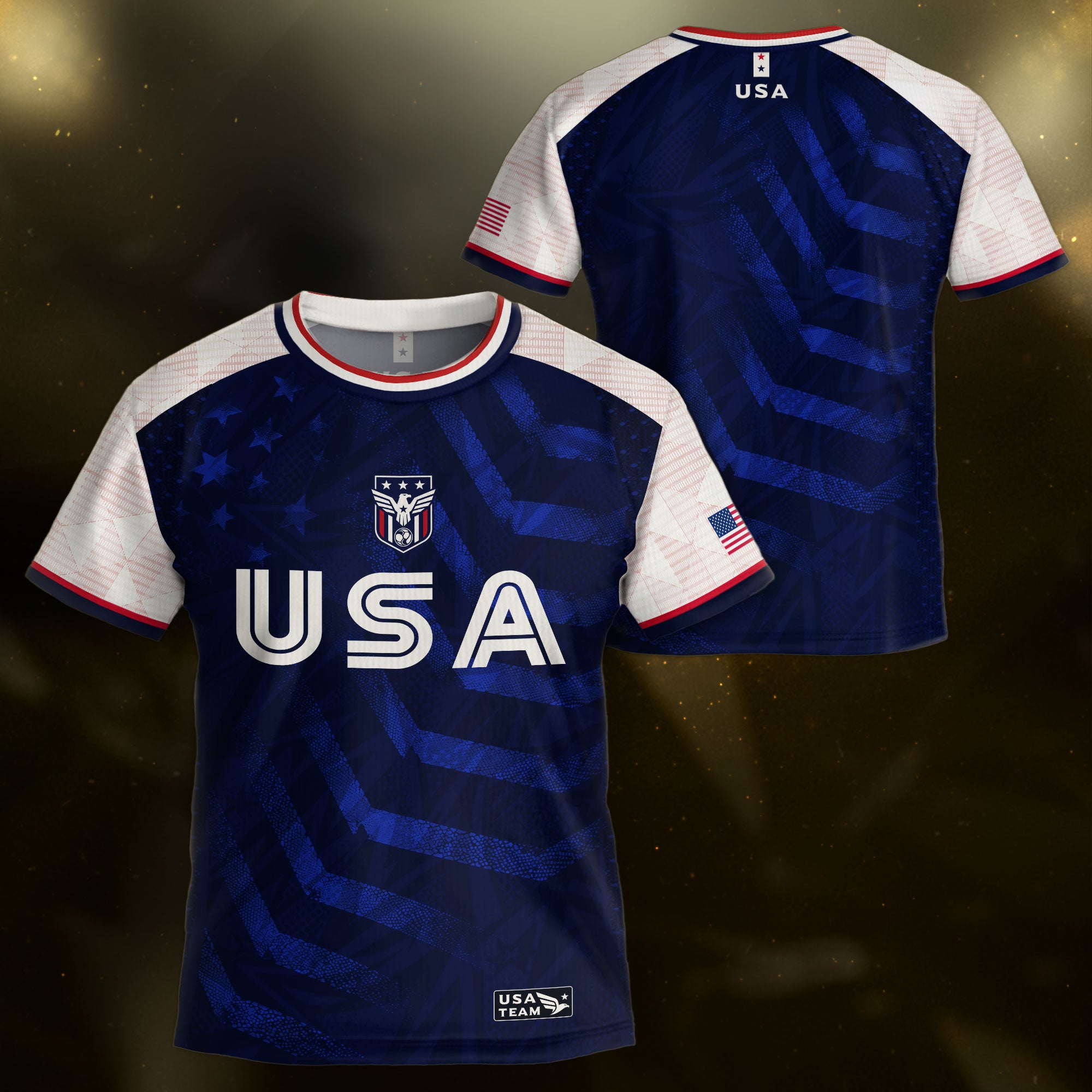 Kids USA Soccer Jersey Youth Children Patriotic Subtle Star Pattern United States Tee