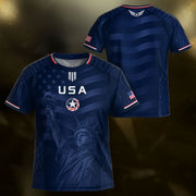 Kids USA Soccer Jersey Youth Patriotic Navy Statue of Liberty Graphic United States Tee