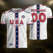 Custom USA Adult Soccer Jersey White Star Stripe Name Number Football Shirt