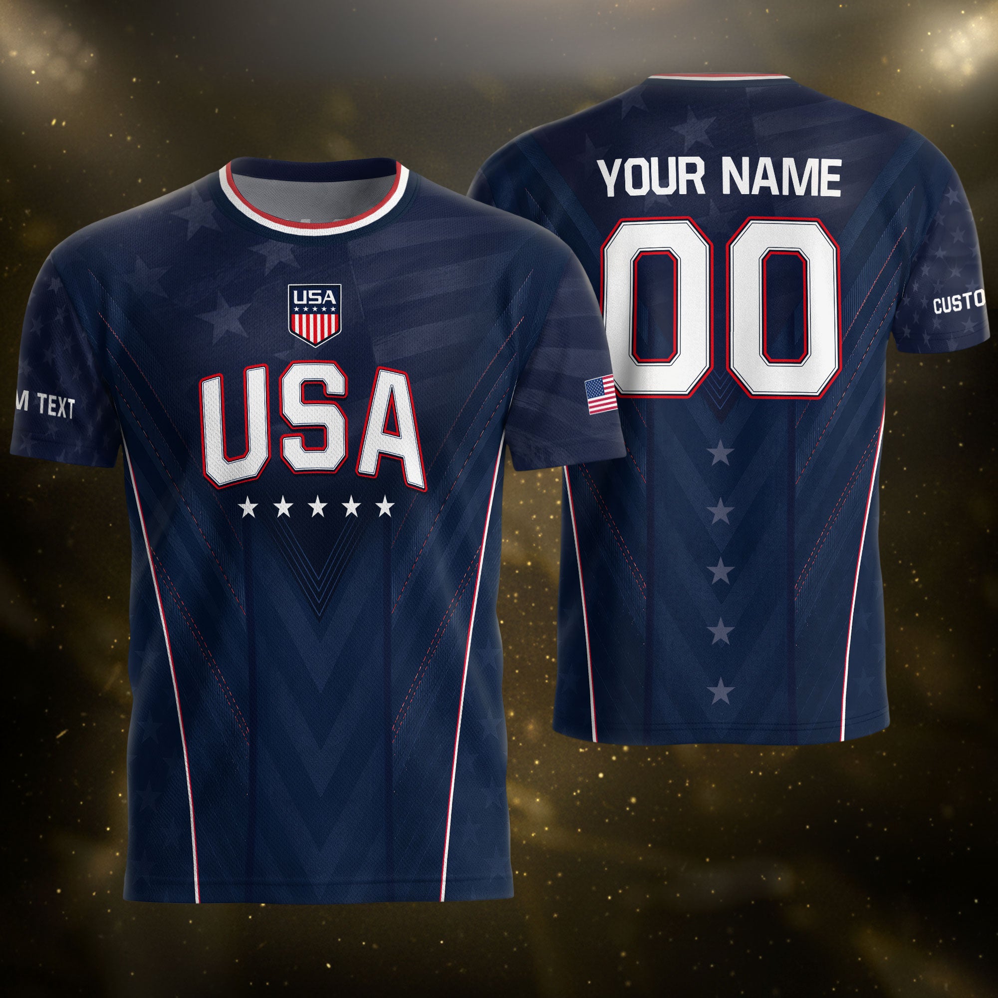 USA Soccer Jersey Men Navy Blue Athletic Name Number Football Shirt