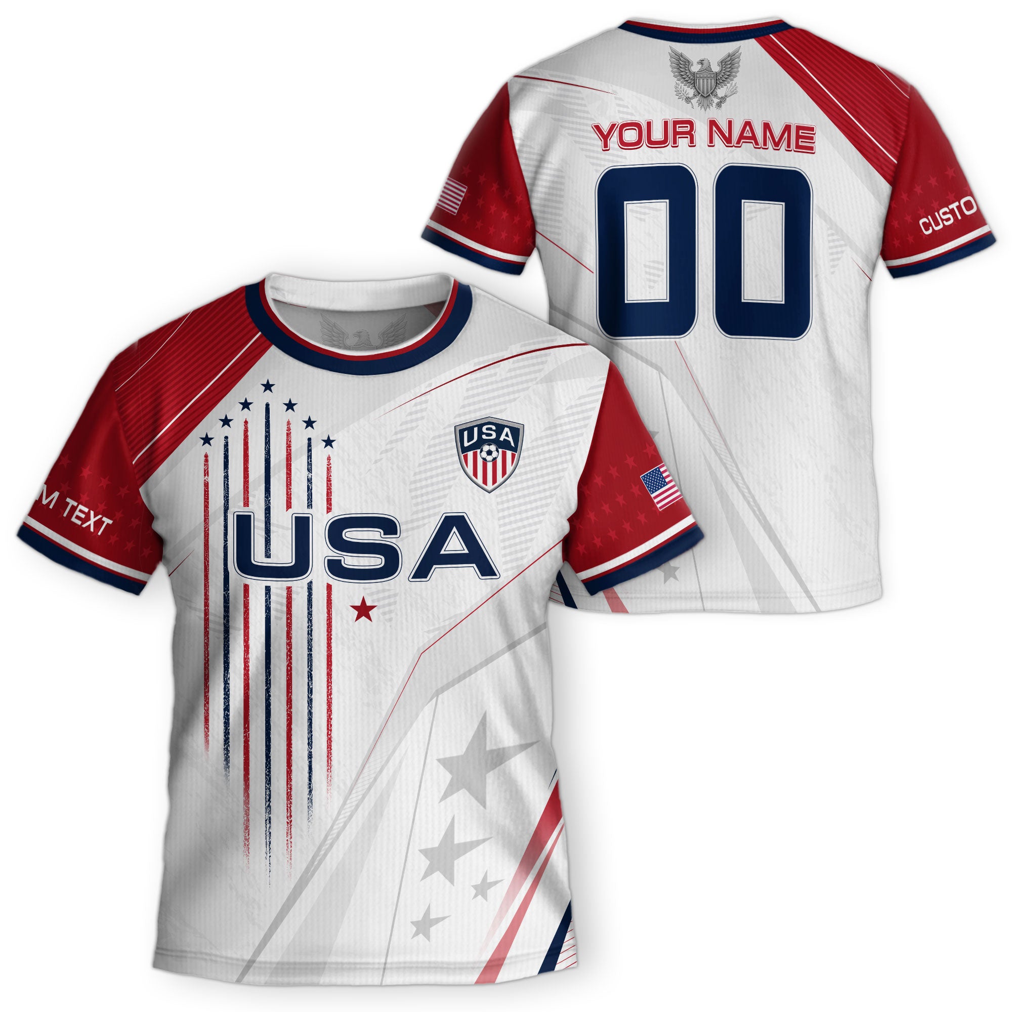 Custom Kids USA Soccer Jersey White Youth Patriotic Personalized Football Team Shirt