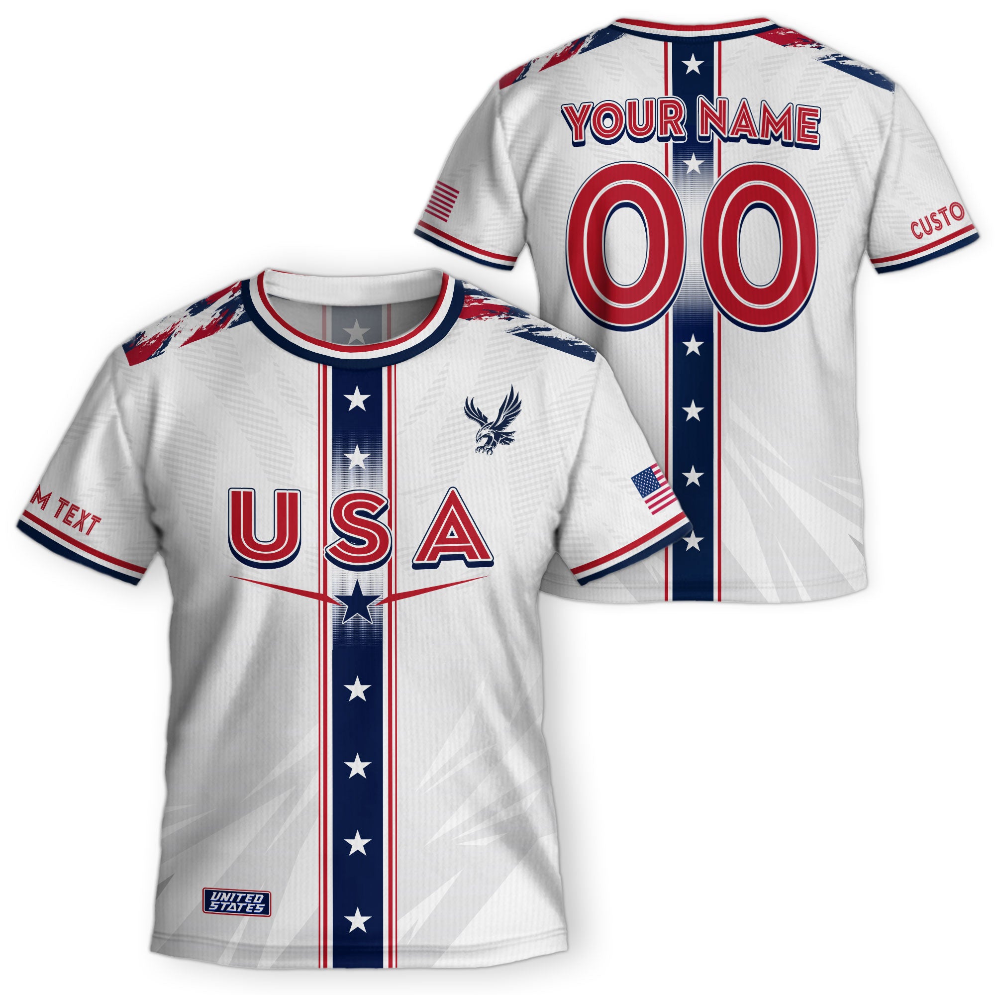 Custom Kids USA Soccer Jersey White Youth Star Stripe Personalized Football Team Shirt