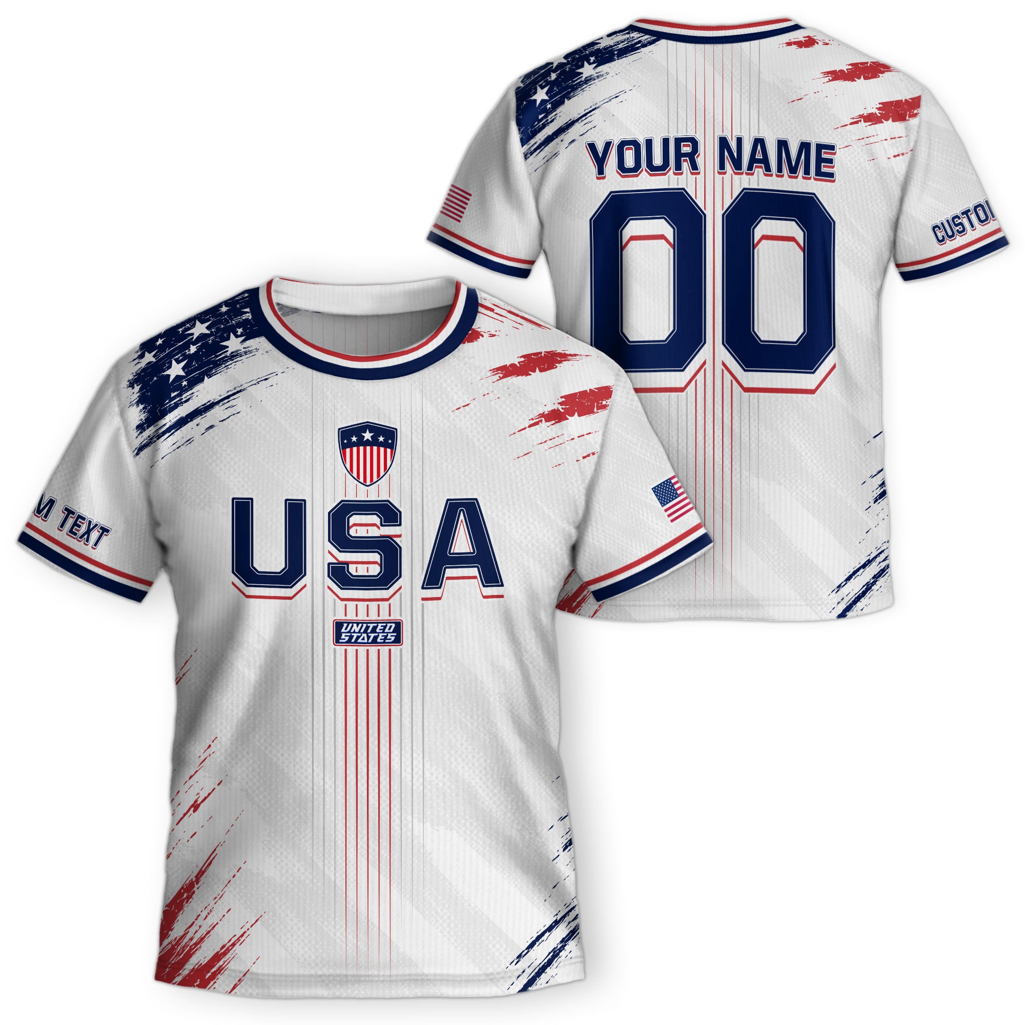 Custom Kids USA Soccer Jersey White Youth Distressed Flag Personalized Football Shirt