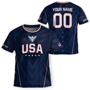 Custom Kids USA Soccer Jersey Blue Youth Patriotic Personalized Football Team Shirt