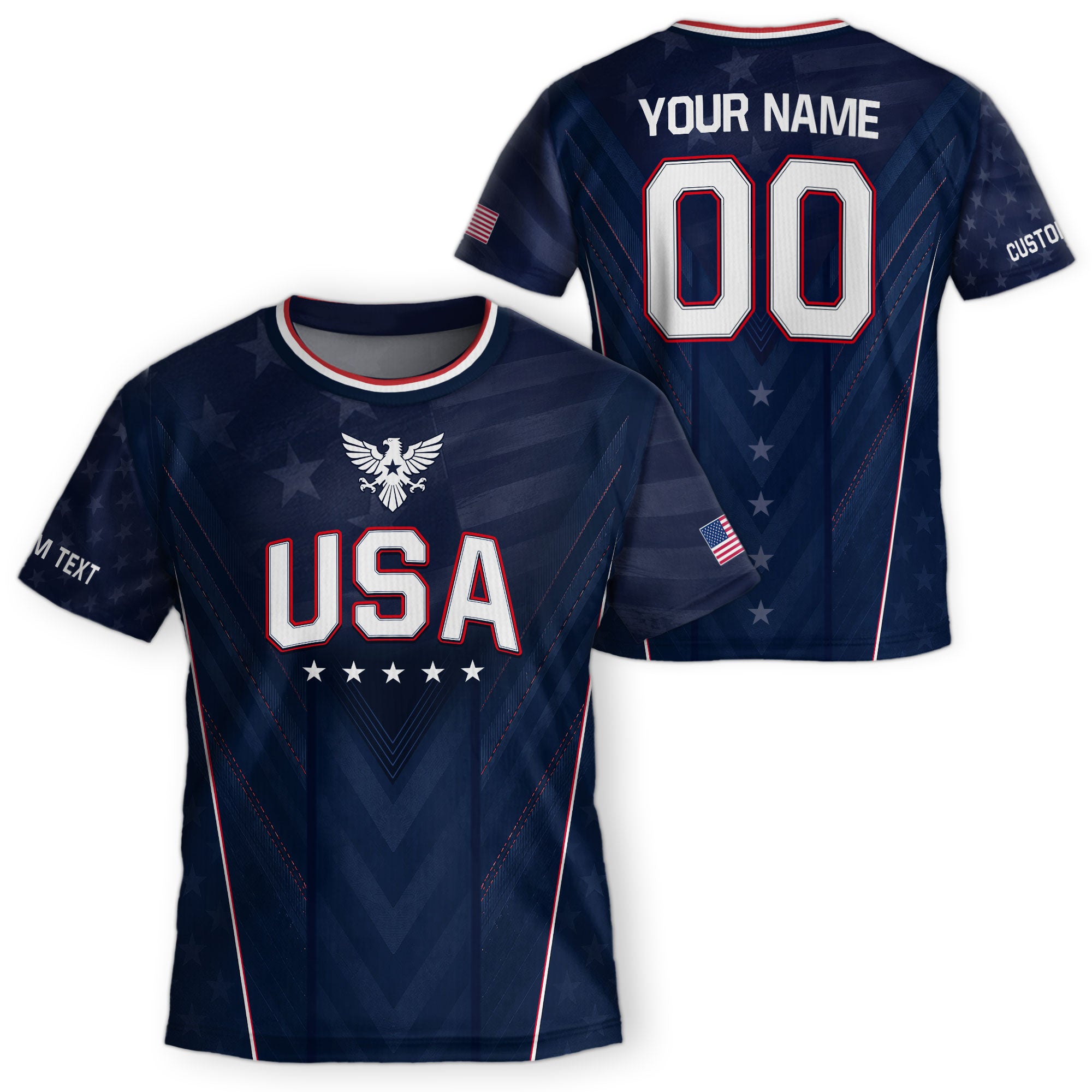 Custom Kids USA Soccer Jersey Blue Youth Patriotic Personalized Football Team Shirt