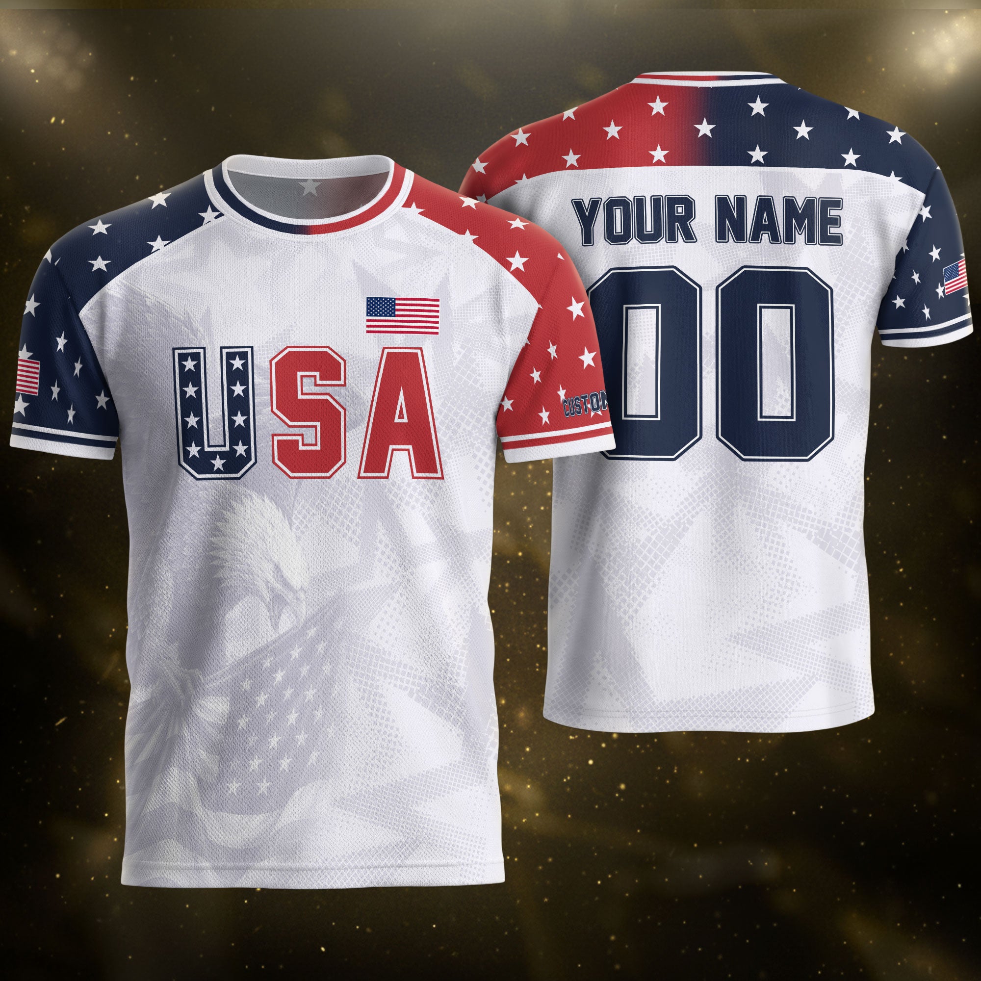Custom USA Soccer Jersey White American Football Shirt Sports Fan Gear Name Men