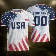 USA Soccer Jersey White Custom American Football Shirt Graphic Patriotic Tee Men