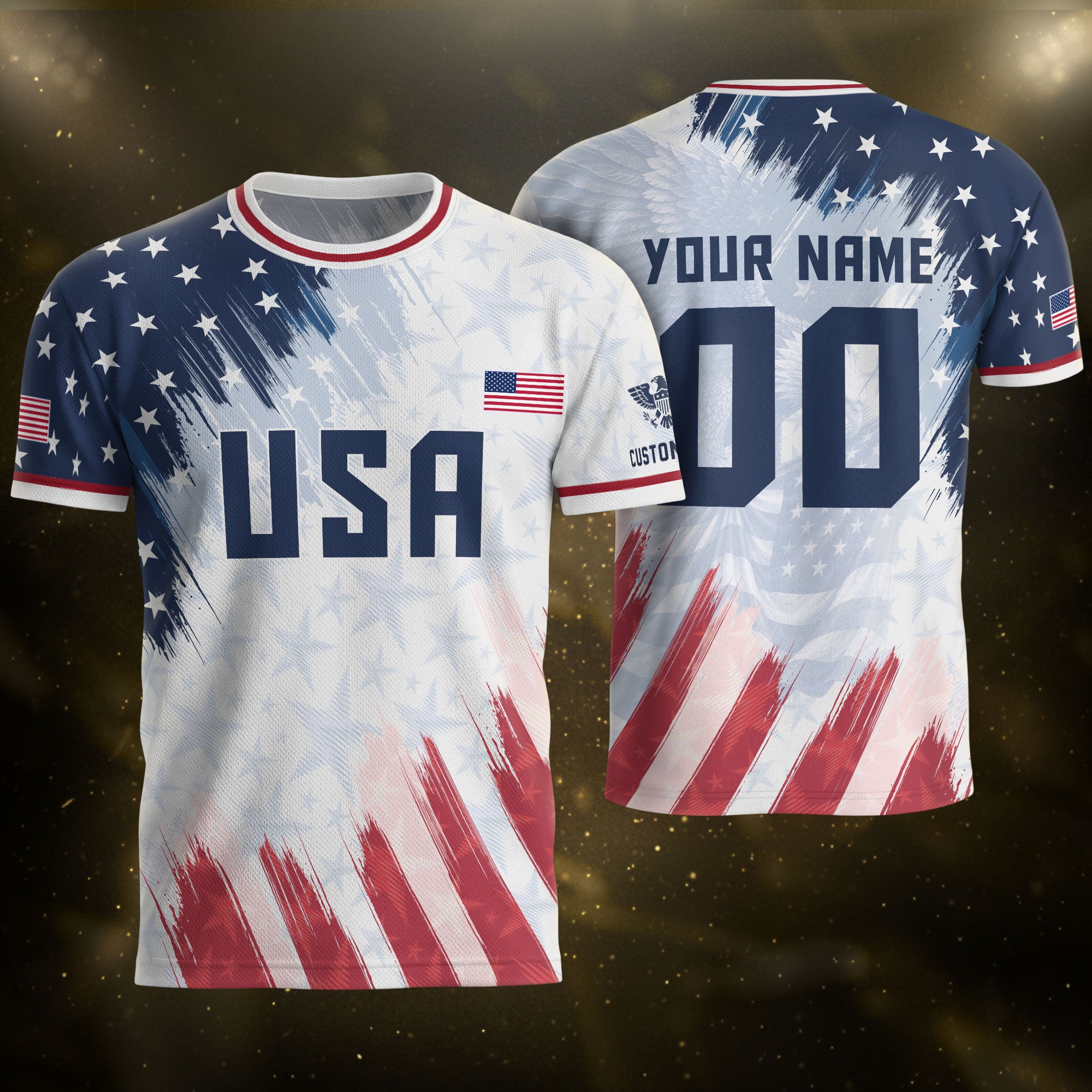 USA Soccer Jersey White Custom American Football Shirt Graphic Patriotic Tee Men