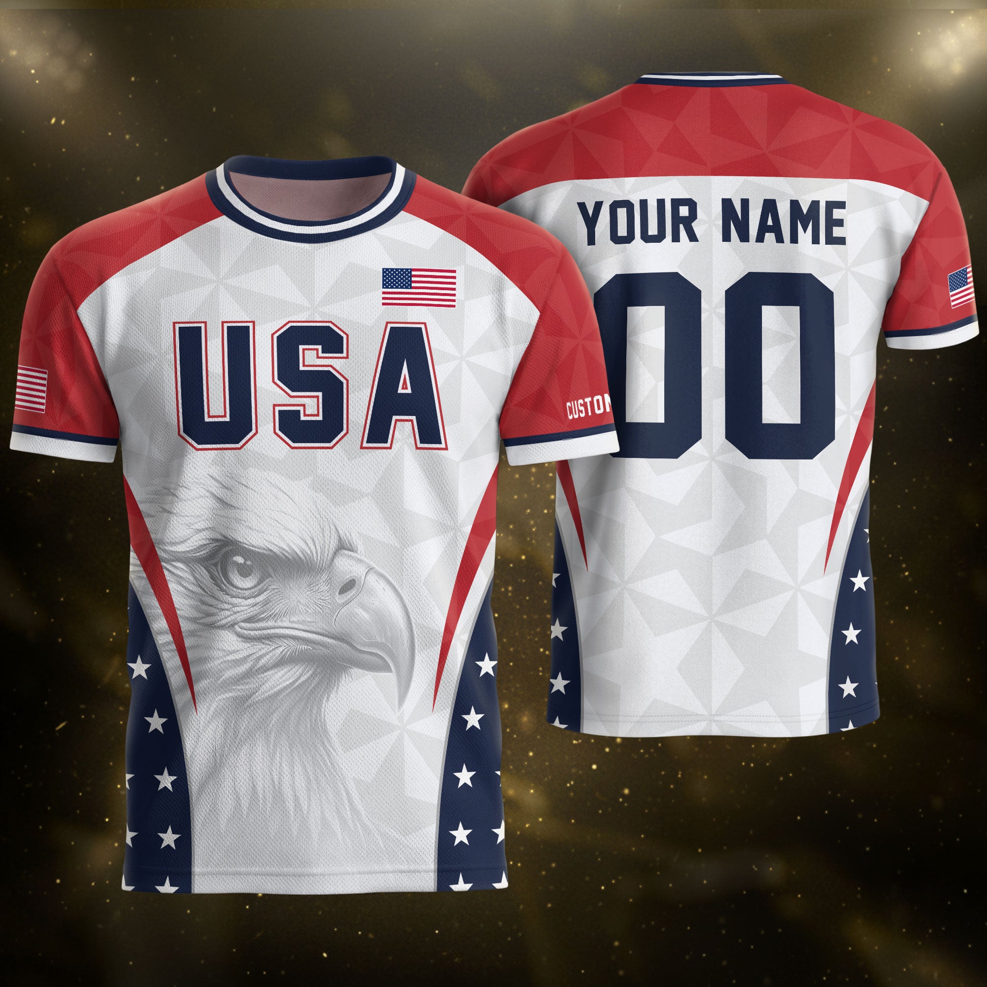 USA Soccer Jersey White Personalized American Football Shirt Eagle Pattern Team Men