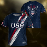 Kids USA Soccer Jersey Navy Blue Youth Patriotic American Flag Eagle Football Tee Shirt