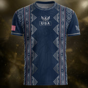 Adult Soccer Jersey Blue Patriotic Design - Iconic Statue of Liberty Sport Graphic Tee - Rust Field Wear