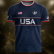 Blue Adult Soccer Jersey Classic Style - Patriotic Eagle Graphic Team Training Shirt - Rust Field Wear