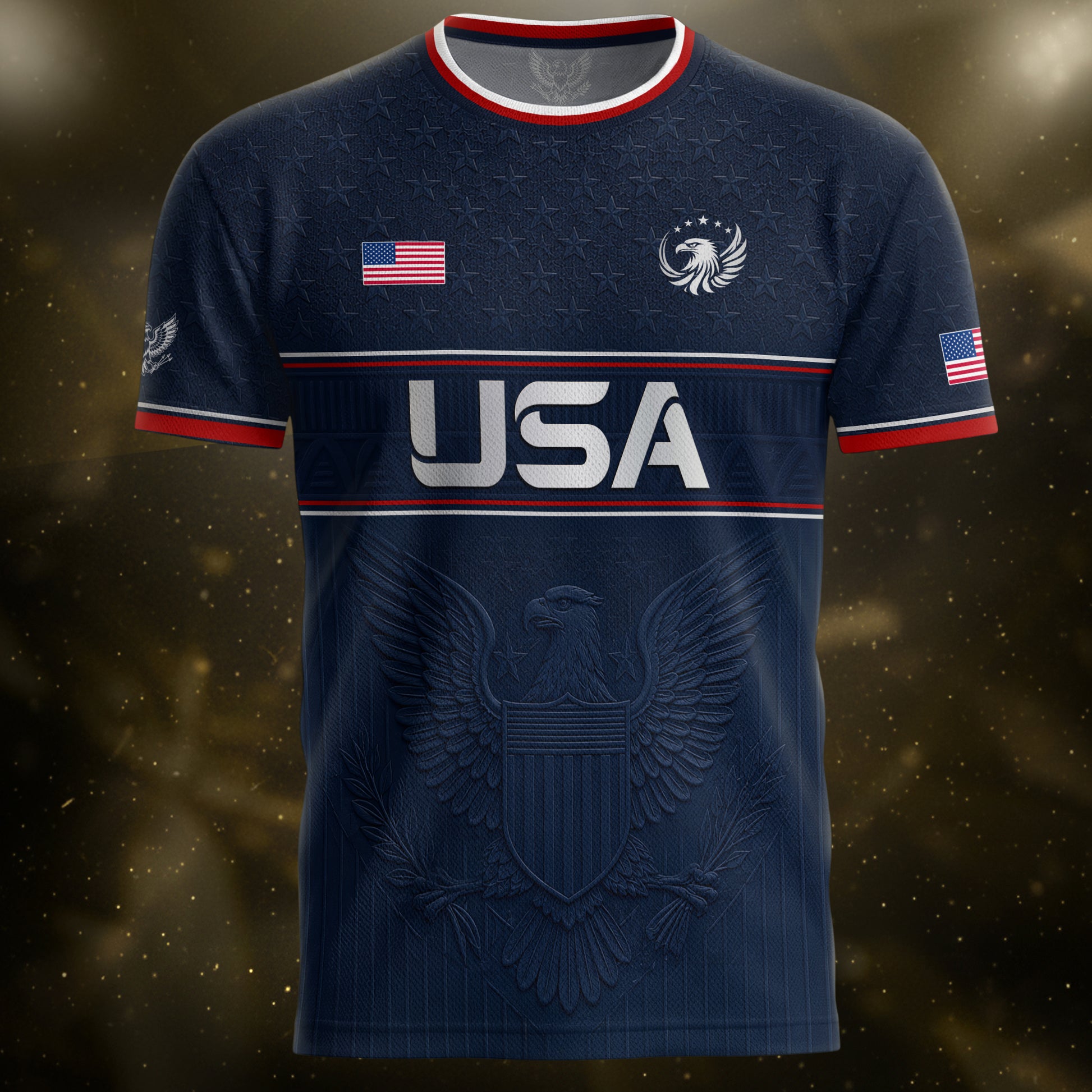 Blue Adult Soccer Jersey Classic Style - Patriotic Eagle Graphic Team Training Shirt - Rust Field Wear