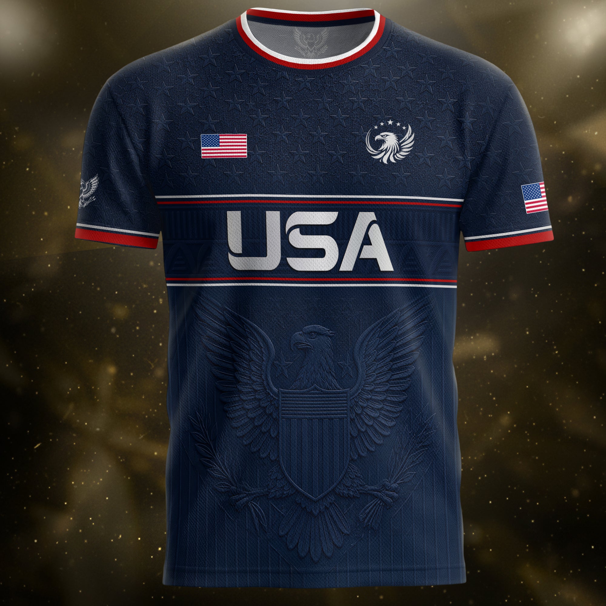 Blue Adult Soccer Jersey Classic Style - Patriotic Eagle Graphic Team Training Shirt