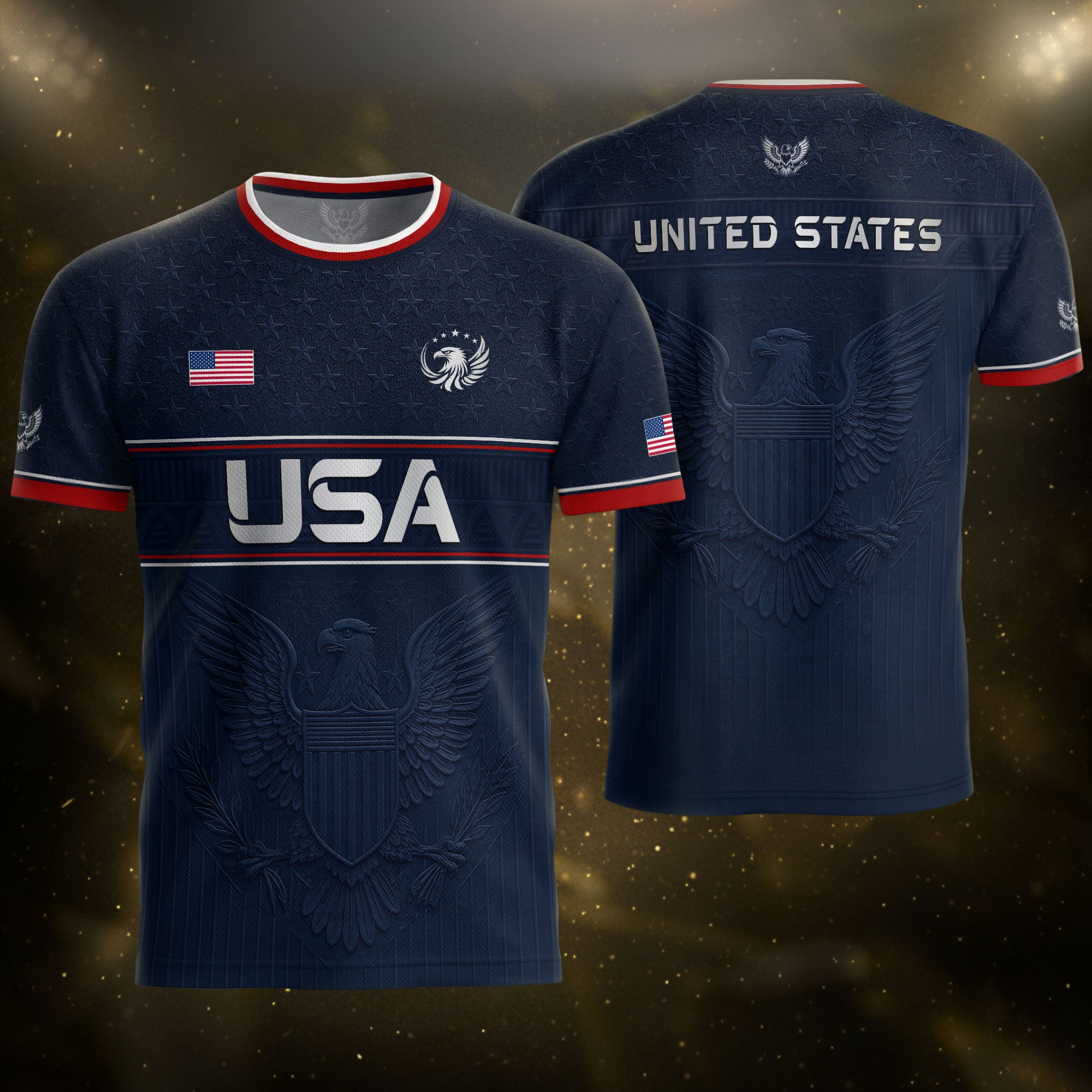 Blue Adult Soccer Jersey Classic Style - Patriotic Eagle Graphic Team Training Shirt