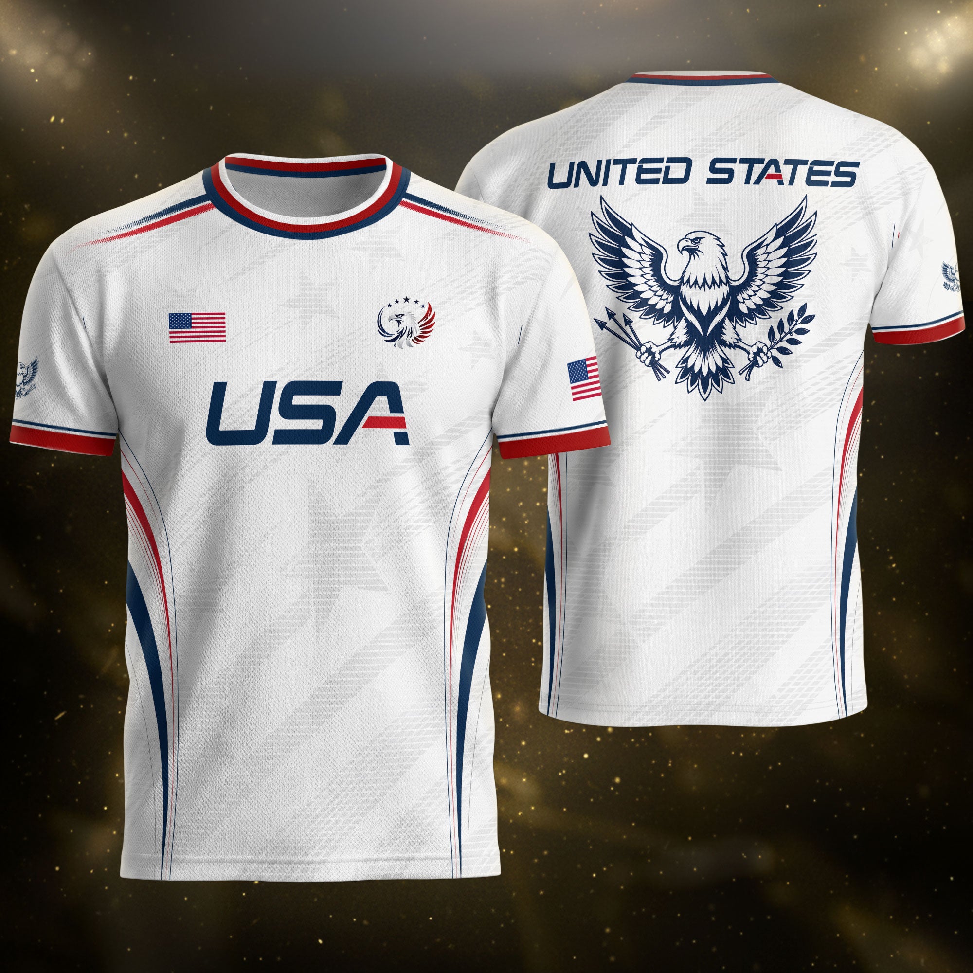 White Adult Soccer Jersey Patriotic Look - Pro Eagle Graphic Team Performance Shirt