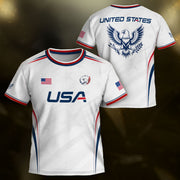 Kids' White USA Soccer Jersey Patriotic Eagle Graphic Print Breathable Fan Apparel