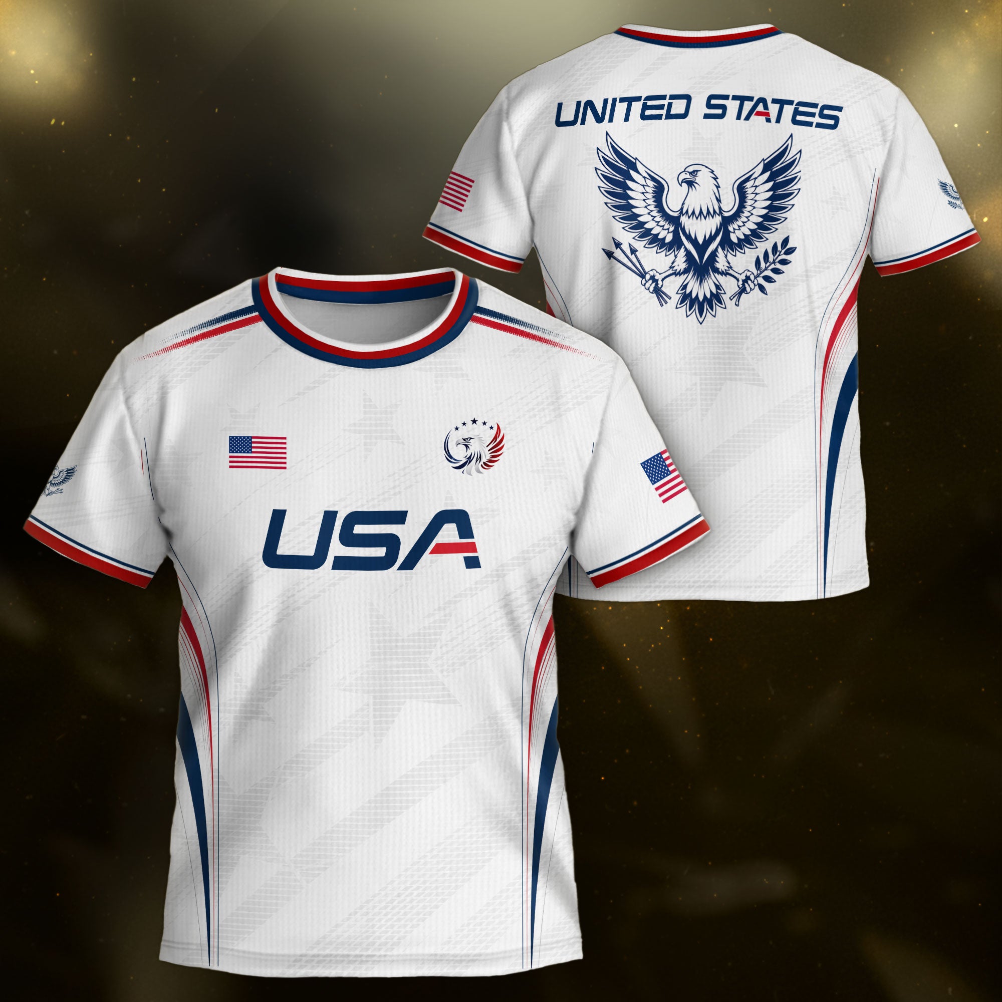 Kids' White USA Soccer Jersey Patriotic Eagle Graphic Print Breathable Fan Apparel