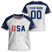 Custom Kid USA Soccer Jersey Heritage Collection White Navy Personalized Youth Tee
